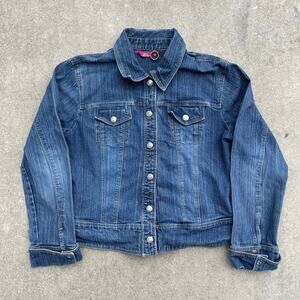 Vintage Y2K SO Cropped Denim Trucker Jacket Medium Wash Womens Medium Blue
